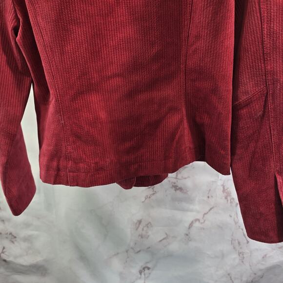 Vintage Y2K Jacket Womens Medium Apple Cranberry Red Leather Suede Moto Biker - Picture 7 of 10